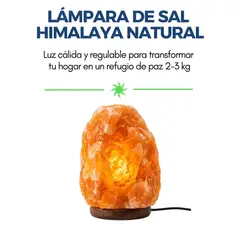 GENERICO - Lámpara De Sal Himalaya 2-3 Kg Luz Regulable Base Madera