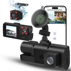 KOKILA - Cámara Para Auto Hd 1080p Vision Nocturna Dashcamera 3 Cáma