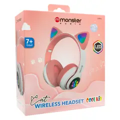 MONSTER AUDIO - Audífono Monster Cool Kids CKBT02 Cat Ears rosado Open Box