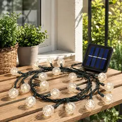 DOPA - Guirnalda Solar 4 Metros 20 Led Luz Esfera Cálida Para Jardí