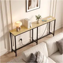HOMER DESIGN - Mesa Lateral Con Enchufe Aveline Para Sofá Y Carga Usb