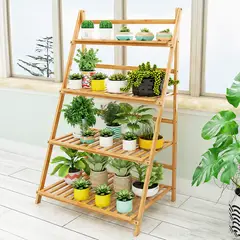 OEM - Estante de bambú soporte para maceteros y plantas multiuso de 4 niveles 110 x 68 x 45cm
