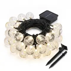 GENERICO - Guirnalda Solar 20 Luces LED Bolitas Cristal 6m Luz Cálida