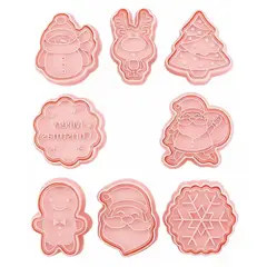 GENERICO - Set 8 Cortadores Galletas Navidad Moldes Sello Repostería