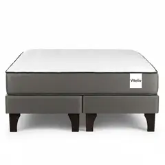 VITELIO - Cama 2 Plazas + Colchon - Base Divididad Colchon Gris