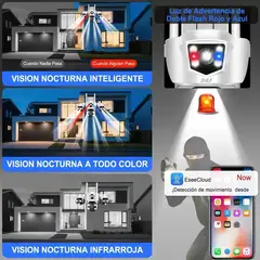 2NLF - 2nlf® Cámara De Seguridad Solar Exterior Ip Wifi 5G Triple Lente Resistente