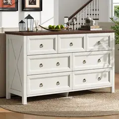 MSA MUEBLES SANTA ANA - COmoda Cajonera Beige Walnut 7 Cajones 1,4mt.