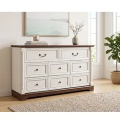 MSA MUEBLES SANTA ANA - COmoda Cajonera Beige Walnut 8 Cajones 1,4mt.