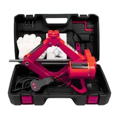 NOVYSTOR - Gata Eléctrica 12V 2 Toneladas Para Auto Con Maletín Control Remoto Y Accesorios Tijereta Hidráulico