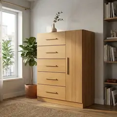 ALTAVISION - Cómoda Corais 5 Cajones 1 Puerta Cinamomo Altavisión