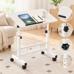 VIDA BUENAS - Mesa Auxiliar para Cama Ajustable, Tablero Inclinable 80x40cm