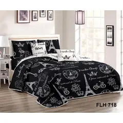 GENERICO - Cubrecama Cobertor Quilt Verano KING Con Diseño Paris Negro y Blanco