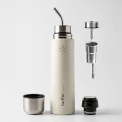 BUFFER FLASK - Termo Mate Autocebante Acero Inox 750ml Buffer Matero 2en1 - Blanco