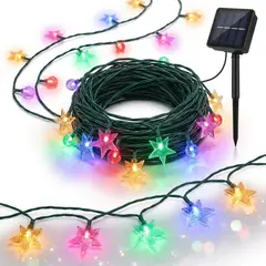 GENERICO - Guirnalda Solar Luces Navidad 100 Led Estrellas Multicolor
