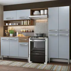MADESA - Kit Muebles de Cocina Emilly Pop 229 cm Marrón/Gris 229x44x186 cm