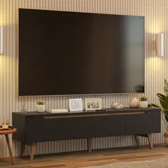 MADESA - Rack para TV Hasta 80 Pulgadas Reims 180 cm 2 Puertas Negro 180x40x50 cm