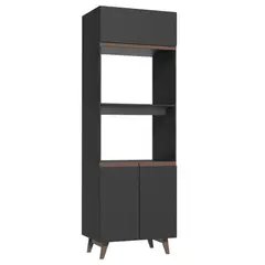 MADESA - Torre para Horno y Microondas Reims 70 cm 3 Puertas Negro 70x52x210 cm