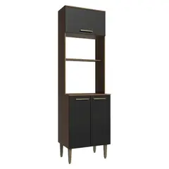 MADESA - Torre para Horno y Microondas Lille 60 cm 3 Puertas Marrón/Negro 60x44x205 cm