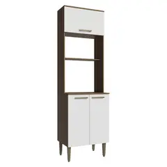 MADESA - Torre para Horno y Microondas Lille 60 cm 3 Puertas Marrón/Blanco 60x44x205 cm