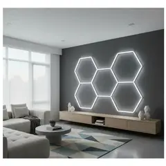 GENER - Lámpara de Techo Led Hexagonal 5 Panel luz de barberia taller