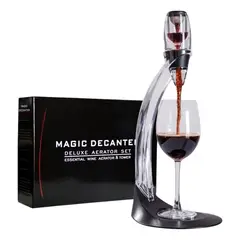 DECODREAMS - Decantador Aireador de Vino con Torre Transparente y Negro