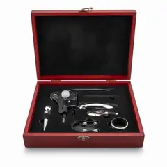DECODREAMS - Set de Accesorios para Vino 7 Piezas con Estuche Burdeo