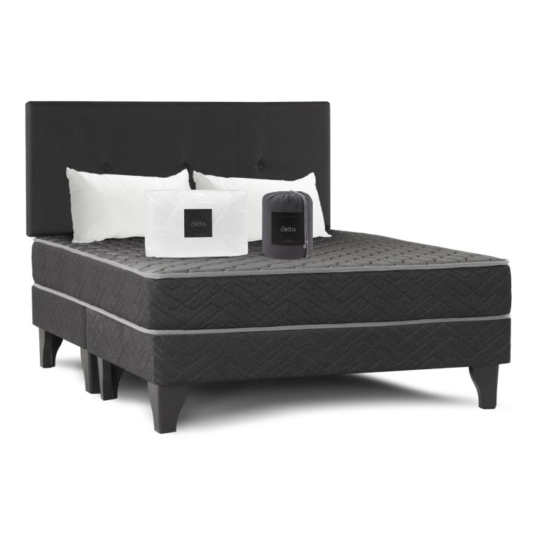 Cama Europea 2 Plazas Naroa BD + Respaldo Capitoneado + Sábanas + Almohadas + Cubre colchón a $209.990
