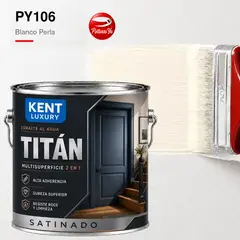 KENT - Pintura Esmalte al Agua Satinado Titán Alta resistencia - Puertas y ventanas - 1L - blanco perla