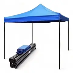GENERICO - TOLDO 3X3 FIERRO NEGRO CUADRADO REFORZADO CON FILTRO UV COLOR AZUL