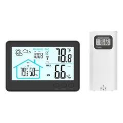 AIZO - Termómetro digital negro para uso en interiores y exteriores