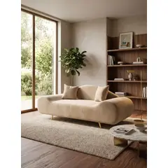 MUEBLES NEW - SOFA CURVO LAGUNA EN FELPA