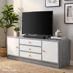 ELEMENT DESIGN - Rack TV 55 pulgadas Nórdico con Cajones y Puertas 140x30x54 cm Marrón