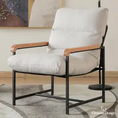 ELEMENT DESIGN - Silla Moderna Acolchada con Reposabrazos de Madera Sillón individual para Living