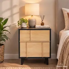 ELEMENT DESIGN - Velador Nórdico 40x40x52 cm con Cajón y Puerta