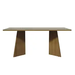 MADESA - Mesa de Comedor 5388 con Vidrio Rectangular MarrónCrema 180x90x78 cm