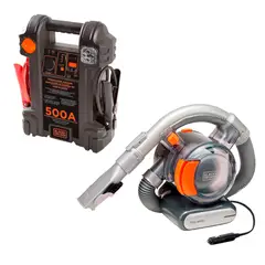 BLACK+DECKER - Partidor Auxiliar 500Ah + Aspiradora Auto 12V