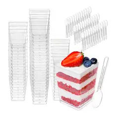 NIVOKA - 50 Set De Vasos Shot Postres Pocillos Vasos Plastico 160ml