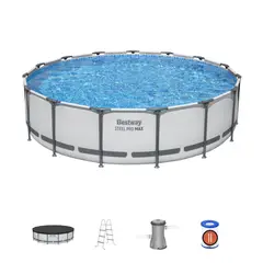 BESTWAY - Piscina Estructural Bomba+cartucho+escalera+cubre Gris Lisa