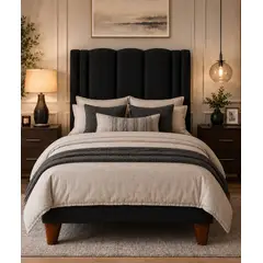 ETHAN DESING - Cama 1 Plazas Modelo Milano Gris Oscuro + Colchón Mery Design