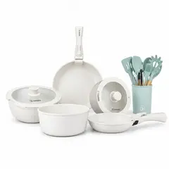 SIMPLIT - Batería de Cocina Oxford Beige + Set 12 Utensilios Calipso