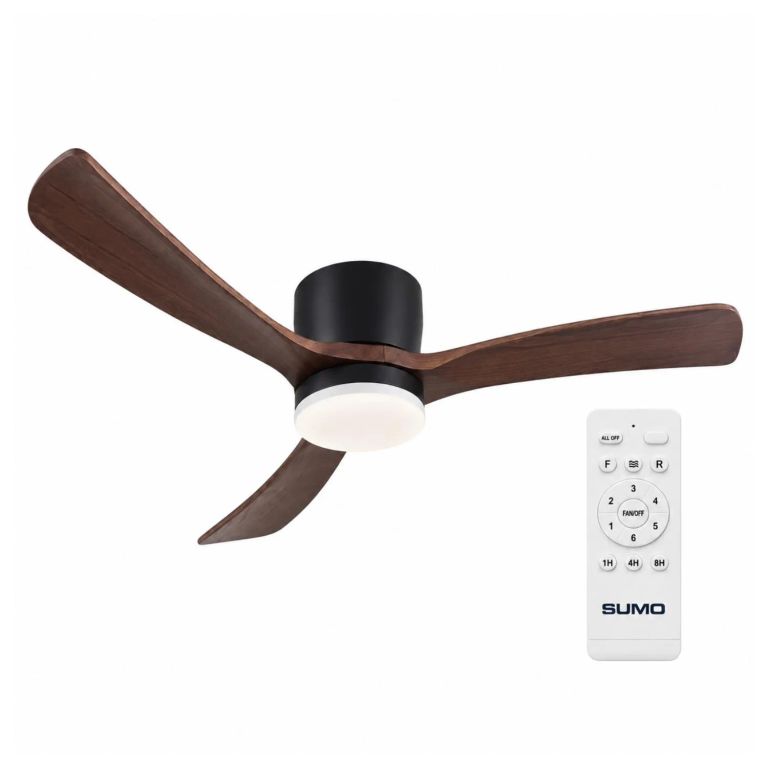 Ventilador de techo VT60 Negro Led 52 3 Aspas de madera café