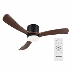 SUMO - Ventilador de techo VT60 Negro Led 52 3 Aspas de madera café