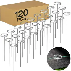 KUANGYE - 120 grapas paisajismo 6 pulg estacas jardín G galvanizadas malla antihierbas césped artificial