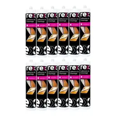 REX - PACK 12 SILICONA DE MONTAJE BLANCO - ADHESIVO ALTA RESISTENCIA