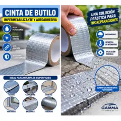GENERICO - Cinta de Butilo Autoadhesiva Impermeabilizante Gris 10cm x 5mts