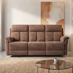 WDS HOME - Sofá Reclinable 3 Cuerpos (3C) Tela Café. Beijing
