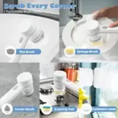 GENERICO - Cepillo Eléctrico Limpiador 5 en 1 Recargable USB para Baño, Cocina y Hogar