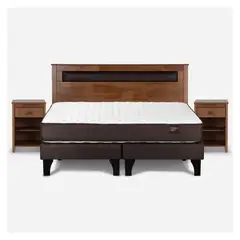 ROSEN - Cama Europea New Ergo T King x 2.00 mt Base Dividida + Respaldo + 2 Veladores
