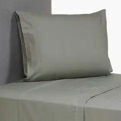 ZAHR - Juego de Sábanas 144 Hilos 1 Plaza Gris