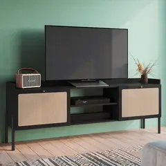 DECOCASA - Rack Oslo Ratan 75 Pulgadas 27930 Negro